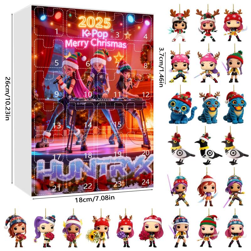 Kpop Demon Hunter Advent Calendar 2D Acrylic Pendant Christmas Tree Hanging Decorative Gift New Year 24 Days Countdown Blind Box