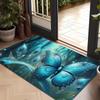 A Cartoon Butterfly Doormat with Non-slip Base - 59.99cm X 39.98cm Flannel Fabric, High-density Absorbent Sponge Layer, Machine Washable, Rectangular,