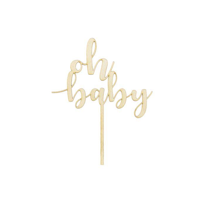Cake Topper En Bois Oh Baby 13,5 X 17 Cm - Bois