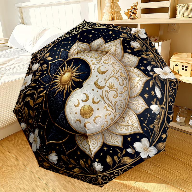 Celestial Lotus Harmony Umbrella 8-Frame for Travel, camping, Casual Lightweight Portable Umbrella, Essential for every family Holidays Gift