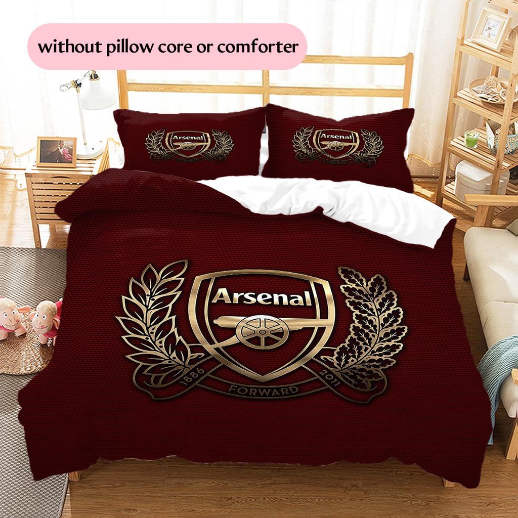Set Copripiumino Trapuntato con Motivo Arsenal Football Club Decorazione per la Casa Regalo (1 * copripiumino + 2 * federe senza imbottitura)