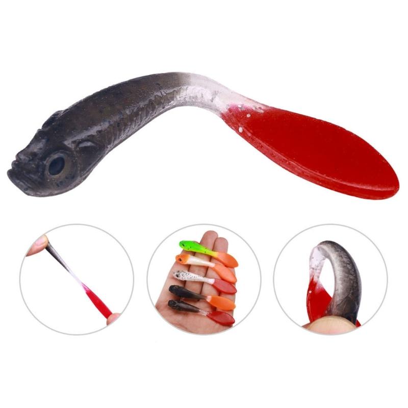 Zweifarbige künstliche Köder Angelköder Mini Softbaits Angelzubehör Swimbait Köder 7cm Wobbler Angelköder 5 Stück
