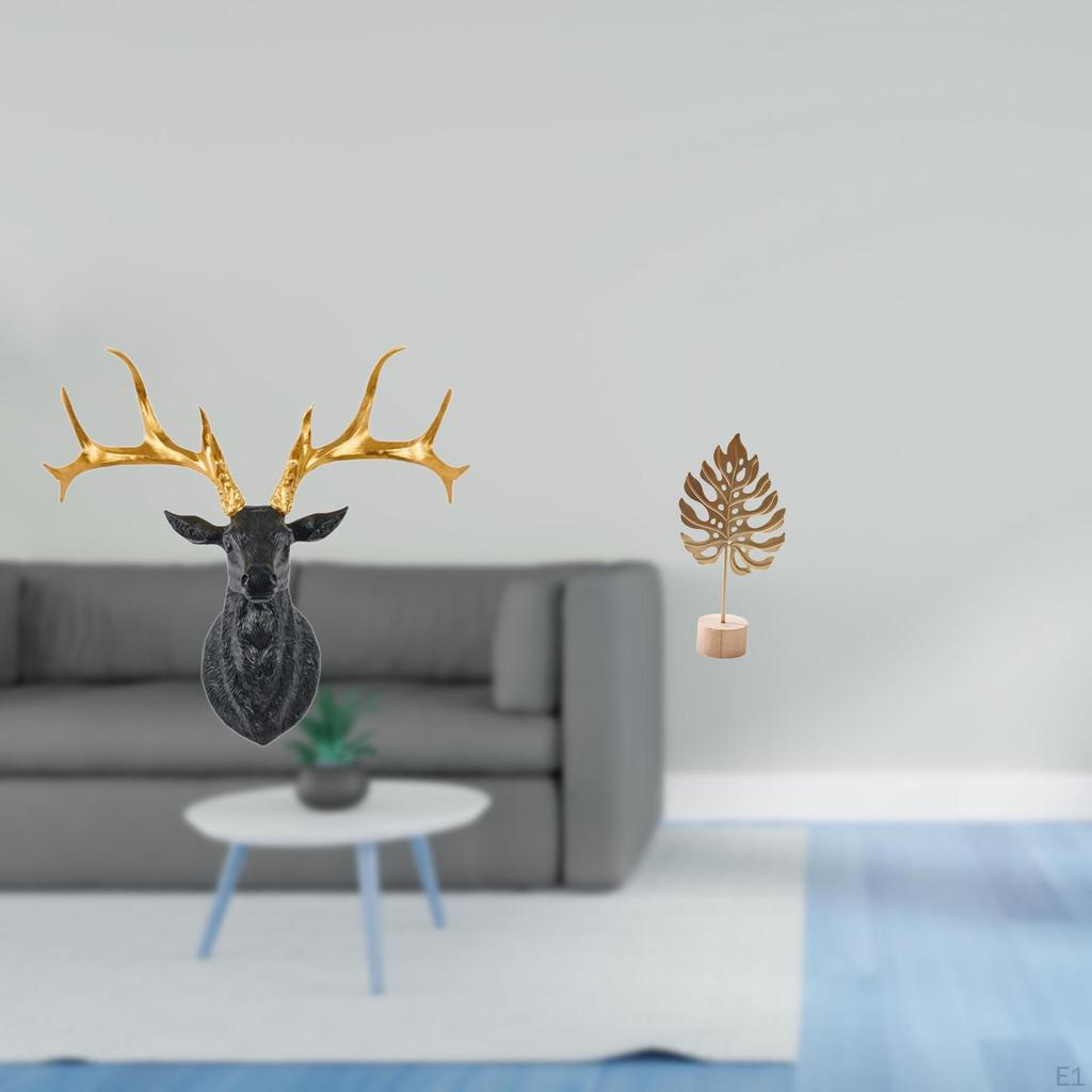 Boho Resin Deer Head Wall Sculpture And Metal Shaped Figurine Collectible Abstract Artwork for