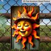 2D Flat, 1pc Trebalena Vintage Embossed Aluminum Sign - Charming Sun with Straw Hat Metal Wall Art, Vibrant Summer Scene Aluminum Decor for Indoor