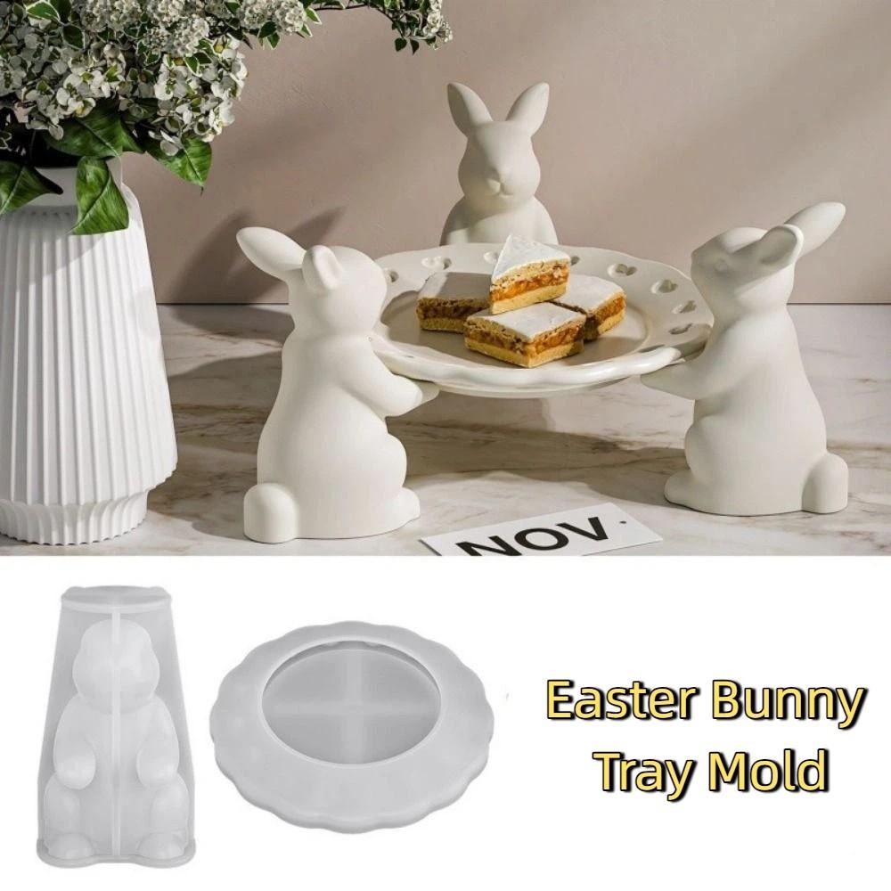 Silicone Rabbit Tray Mold 3D Easter Bunny Mold Decorative Candy Plates  Thanksgiving Holidays