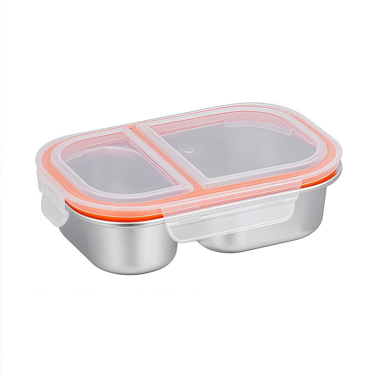 

Stainless Steel Snack Box with Leak Proof Lid Dual Compartment Design for Fresh Food Storage Easy to Clean and Carry