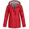 Damenmode Einfarbige Kapuzenjacke Locker Lässig Wasserdicht Outdoor Jacke Leichter Windbreaker Regenmantel für Wandern Camping