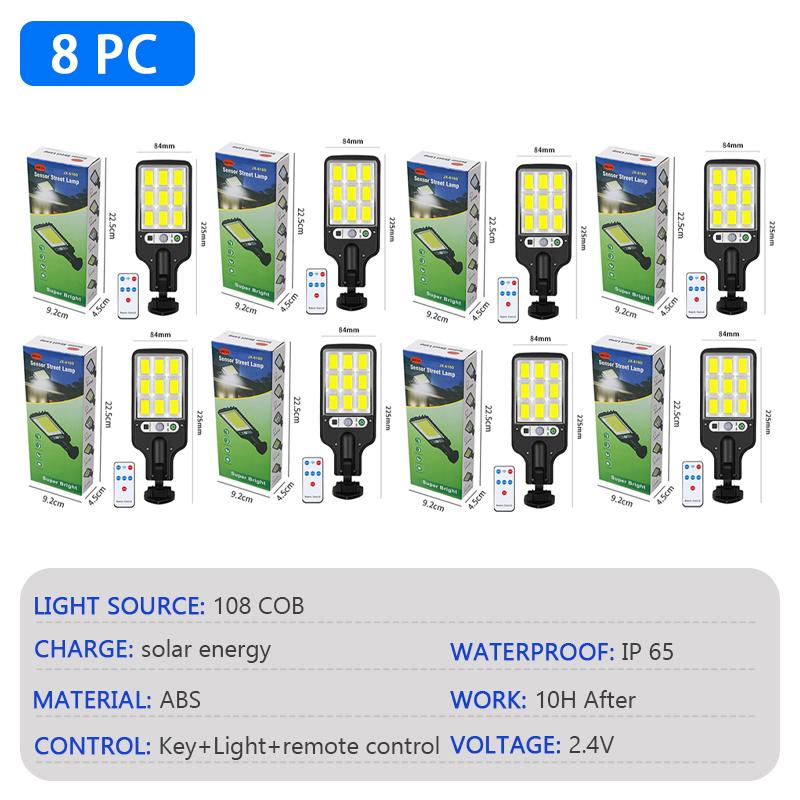 108COB Solar Street Light Outdoor Wireless Solar Outdoor Waterproof LED Wall Lamp Motion Sensor 3 Modes Garden Porch Decor Light