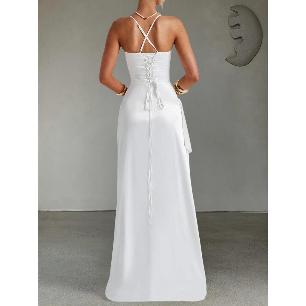 LYRIA Women Dress Elegant Fashion Beautiful Women's Dresses Party Night Dresses Evening New Y2K Sexy Halter Wrap Hip Long Dresses