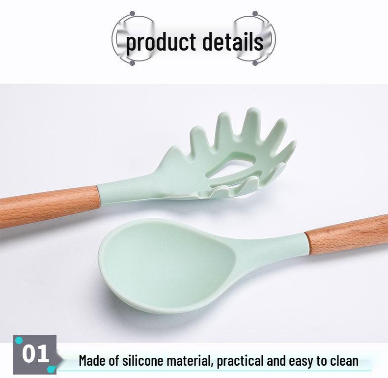 Creative Non-stick Silicone Cookware Set with Wooden Handles