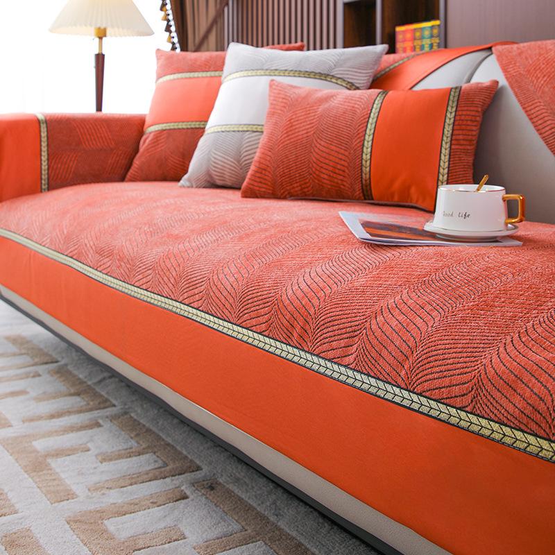 

Роскошная подушка для дивана, летняя легкая роскошь и простота, современная мода, высококачественная натуральная кожа, универсальный нескользящий чехол для дивана Four Seasons, полотенце 70*70cm