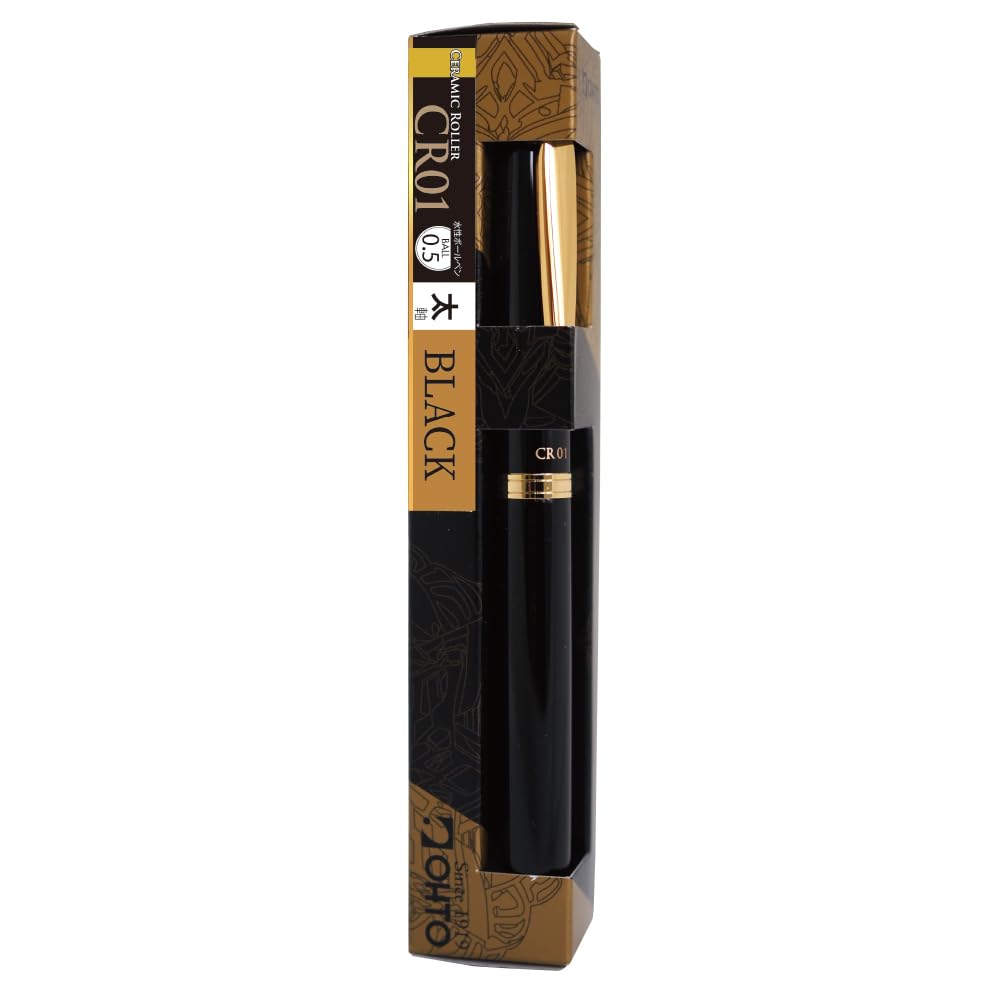 Auto Water-Based Ballpoint Pen, Gold Parts Model CR01G, Thick Barrel, Black (CR01-05-GBK)
