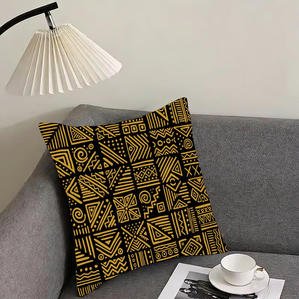African Tribal Pattern Cushion Cover Pillowcase Comfort Sofa Bed Silky Elegant Invisible Zipper Decorative Cushion Cover