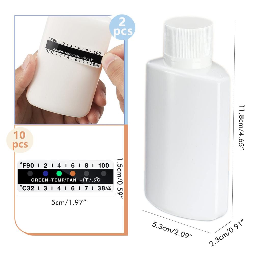 Kit Completo per Test delle Urine 12 Pezzi Include Flaconi con Striscia Test Temperatura Bottiglia Portatile da Viaggio Termometro Adesivo