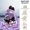 1pc Happy Birthday Kuromi Blanket, Soft Throw Blanket, Perfect for Couch or Travel Use, Living Room, Travel, Camping, Car Blankets, Beach, Office Naps