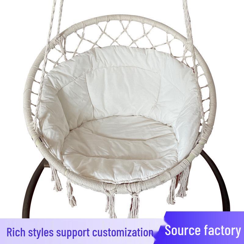 Indoor/Outdoor Linen Hanging Chair Cushion - Swing Basket Seat & Back Support for Home