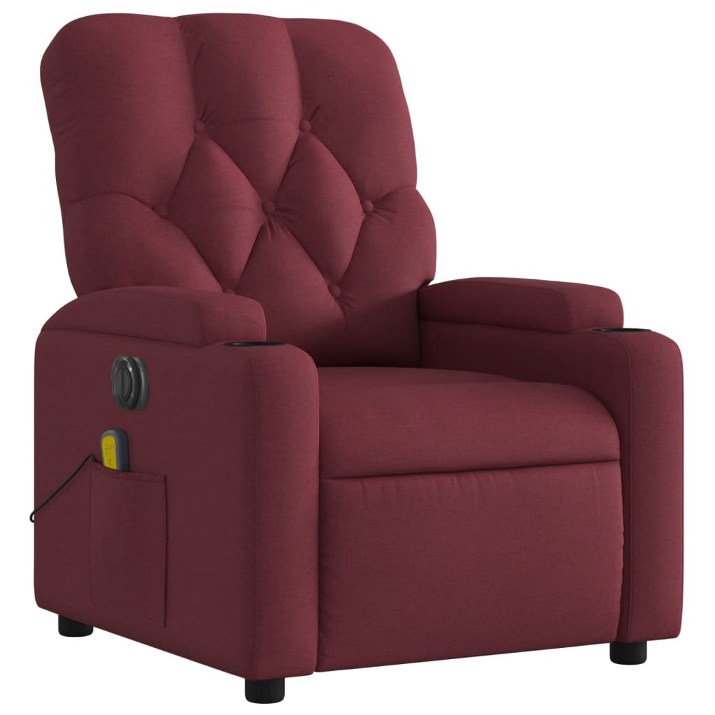 Electric Massage Chair Burgundy Fabric