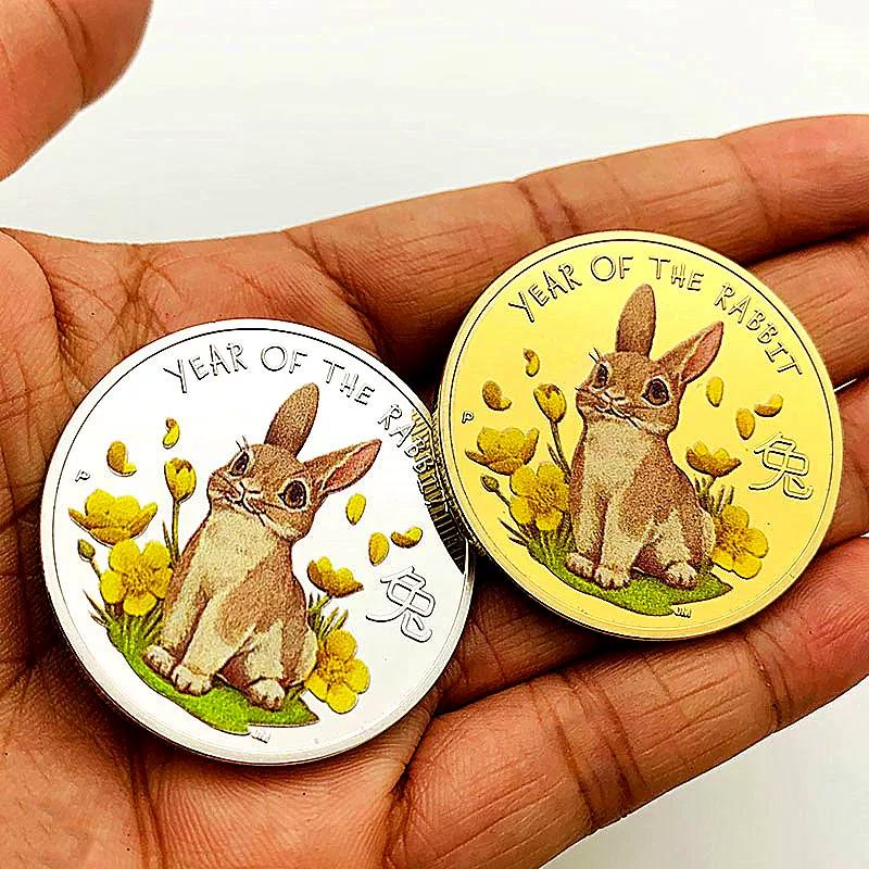 2023 Australian Zodiac Rabbit Baby Silver Plated Color Printing Commemorative Medal Gold Coin for the Year of the Birth and New Year Coins