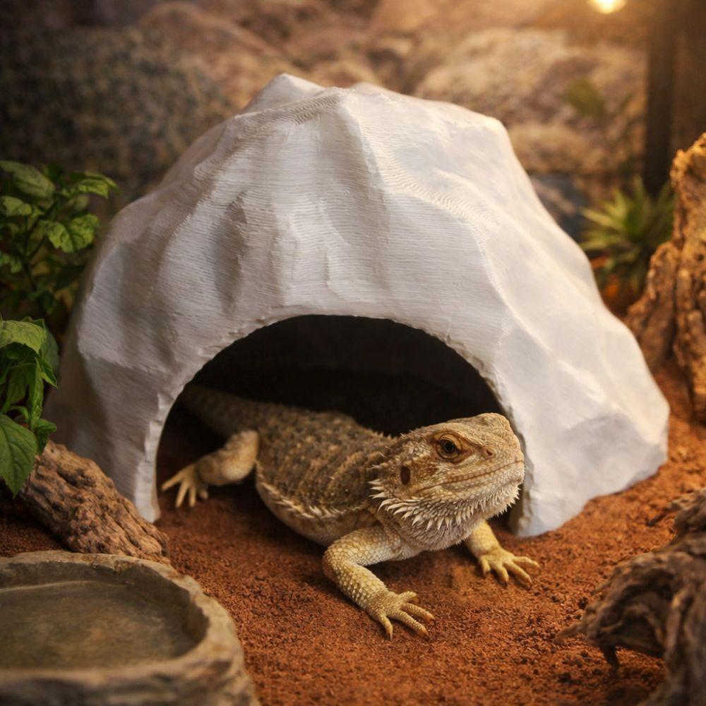 Lightweight Plastic 3D Printed Reptile Shelter Realistic Stable Reptile Habitat Artificial Terrarium Decor Aquarium Decoration
