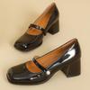 Fashion Elegant Short Heels Mary Janes Shoes Woman Straps Silver Black Heeled Pumps Large Size Office Party Wedding Shoe Ladies Big Size