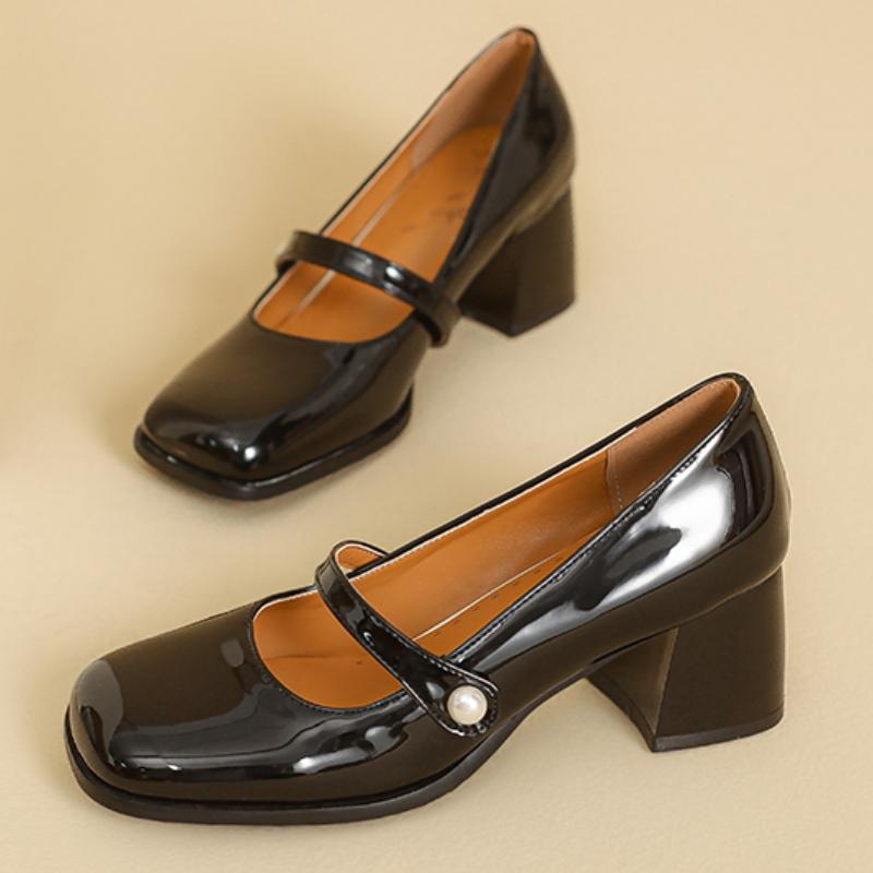 Fashion Elegant Short Heels Mary Janes Shoes Woman Straps Silver Black Heeled Pumps Large Size Office Party Wedding Shoe Ladies Big Size