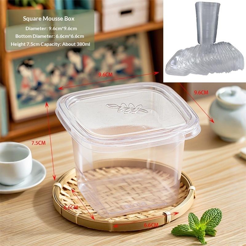 50Pcs Clear Plastic Cups Disposable Mousse Dessert Box With Lid Dessert Acrylic Food Cake Cup 150/250/380Ml Packaging Box