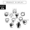 11 pcs Silver Knuckle Rings Set Gothic Statement Rings Punk Silver Plated Cross Ring for Women Gifts