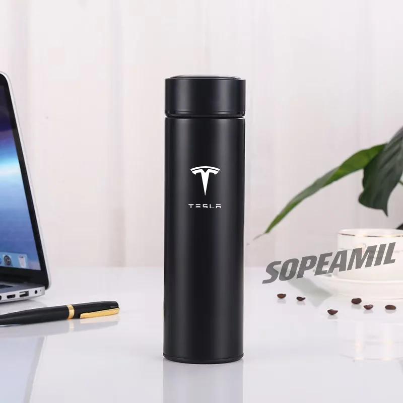 

For Tesla Model 3 Model Y Model S Model X Cybertruck Roadster 500ML Car Vacuum Cup Thermos Mug Temperature Display Coffee Cup