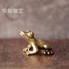 Mini Grenouille en Laiton Massif Ornement de Bureau Porte-clés Décoratif Figurine Animale Décoration de Maison