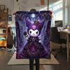 1PC Kuromi Print Flannel Blanket, High quality All Seasons, Home Decor, Warmth and Comfort, Perfect for Christmas Gifts