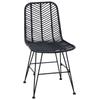 Dining Chair Set of 2 Woven Rattan and Iron Black