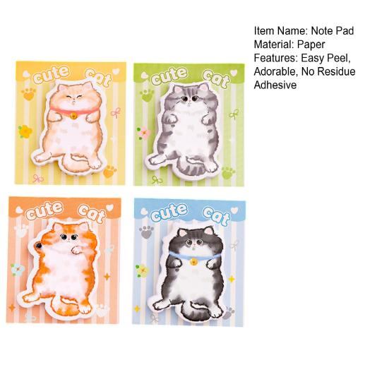 4Pcs Cat-Shaped Notes Pad Set Cute Self-Adhesive Memo Pads for Students Office Writable Peel-off Notes for Reminders Journaling Gifts