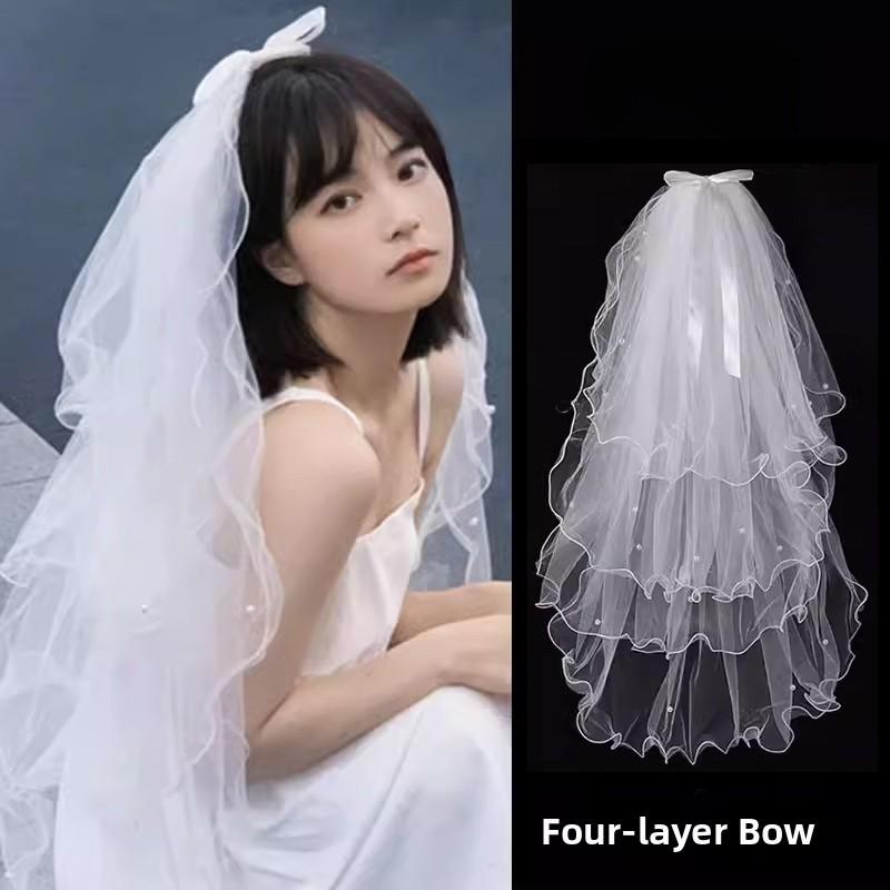 Wedding Veil Bridal Headwear Simple Elegant Soft Tulle Headpiece for Registration Ceremony Engagement And Bride's Gown
