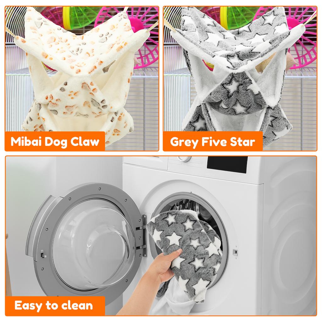 2Pcs Ferret Hammock Flannel 3 Tiers Hamster Hammock Small Pet Cage Accessories Plush Warm Bed Sleeping Bag for Guinea Chinchilla