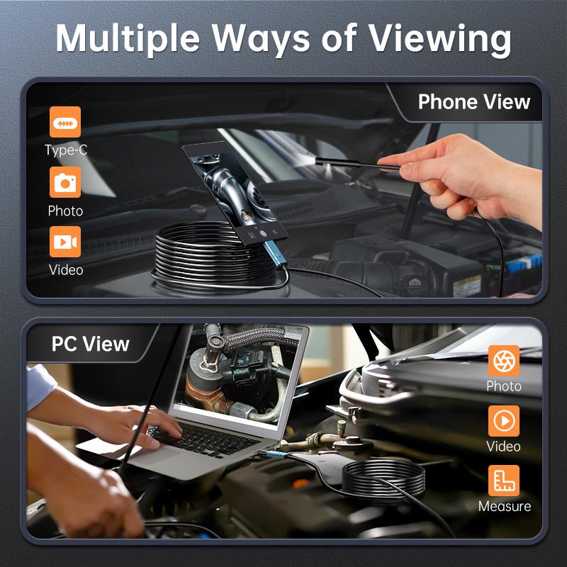5inch Dual-Lens Endoscope Camera with Light 1080P Borescope 16.5FT Flexible Sewer Camera IP67 Waterproof Plumbing Snake Camera