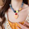 Clavicle Chain Patchwork Cloth Chain Necklace Love Pendant Bohemian Choker  Girls