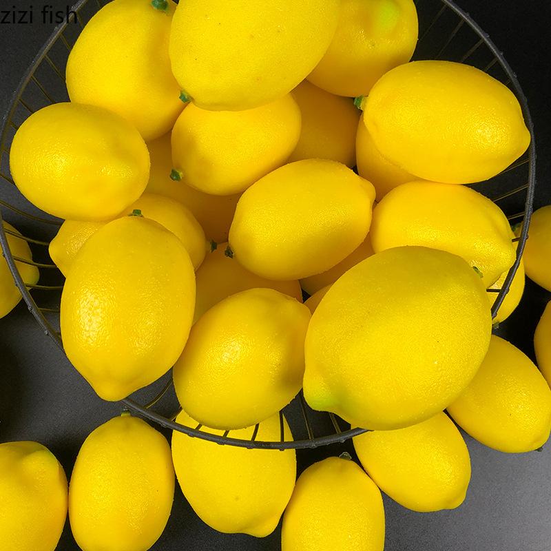 Simulated Lemon Ornament Yellow Lemon Sculpture Fake Fruit Model Artificial Fruits Photography Prop Simulated Fruit Model Statue