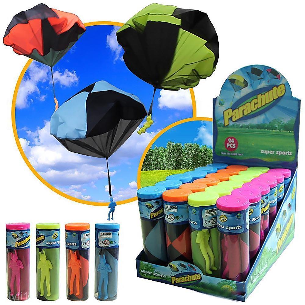 2x Toy Hand Throwing Parachute Kite Toy, Fluorescent Dreen + Blue