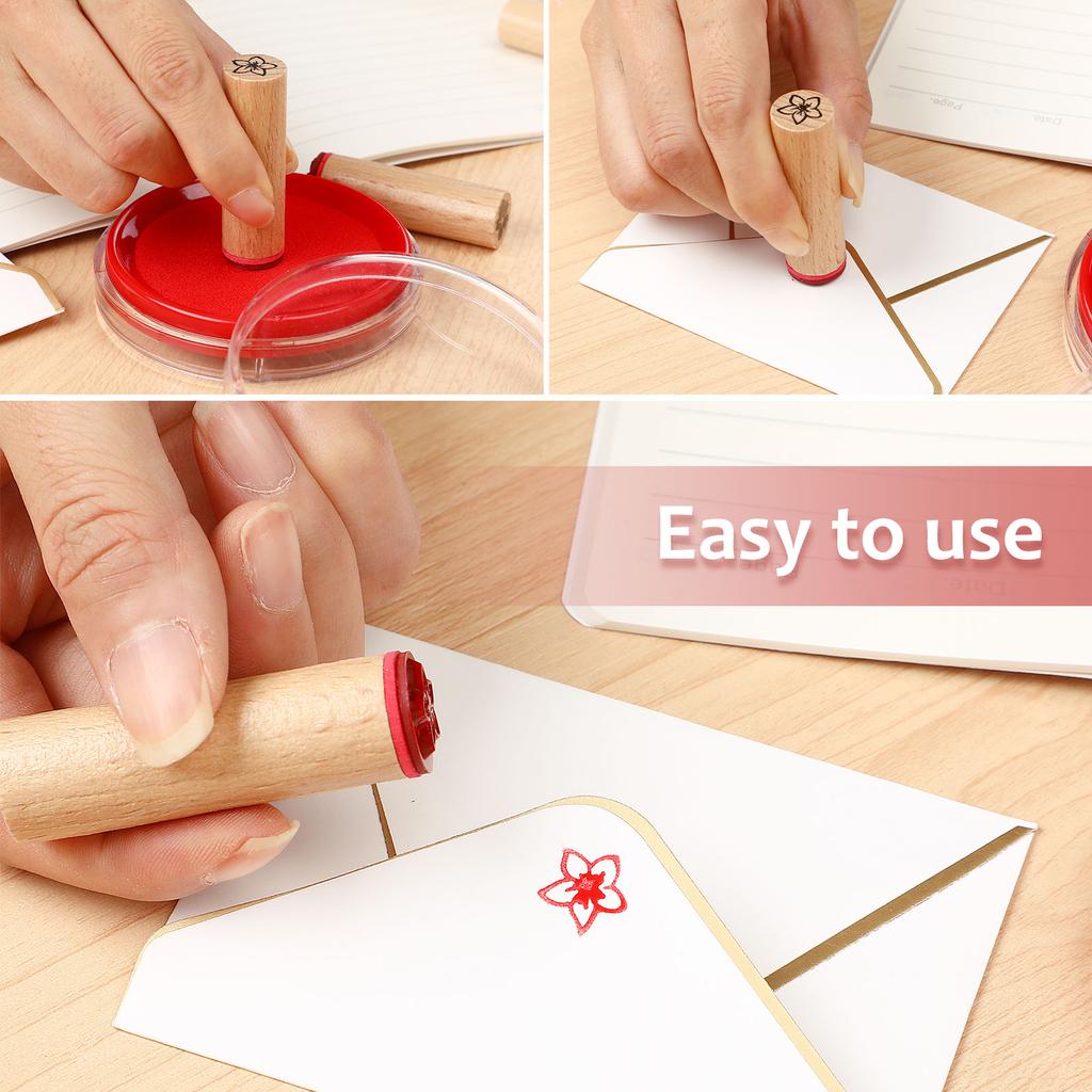 4 Pcs Wooden Seal Stamps for Adults Craft Retro Decor Tool Vintage Tools