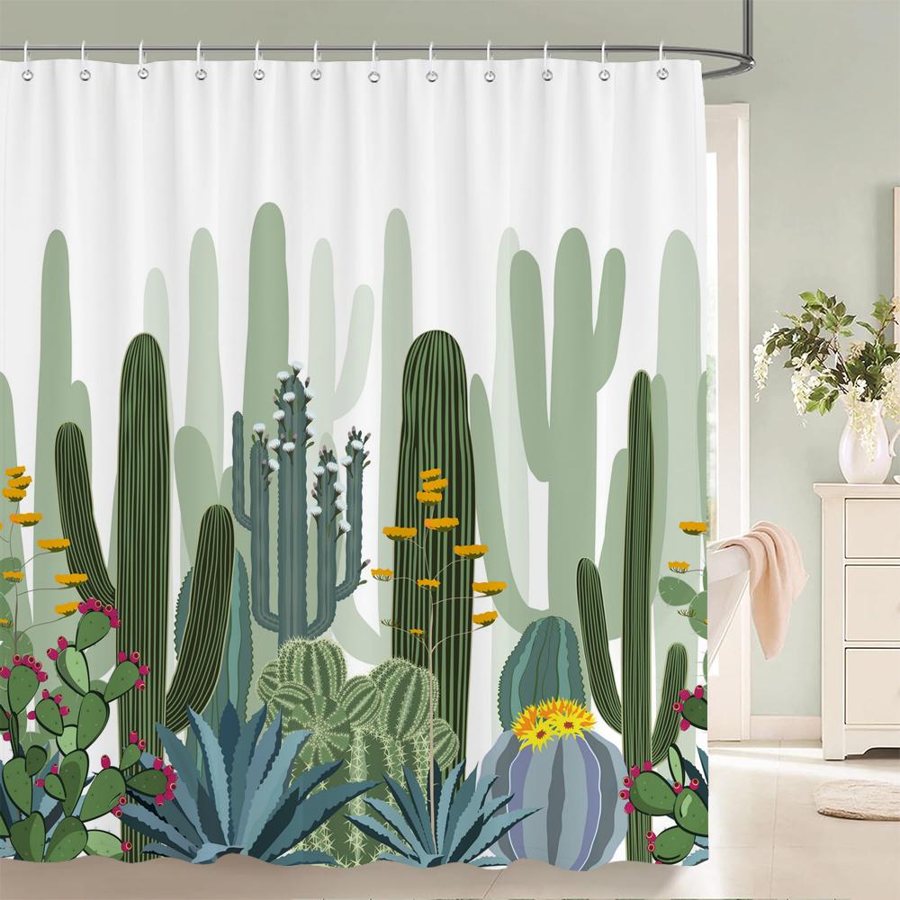 Tropical Cactus Shower Curtain Polyester Fabric Bath Curtain For The Bathroom Decorations Multi-size Printed Shower Curtains