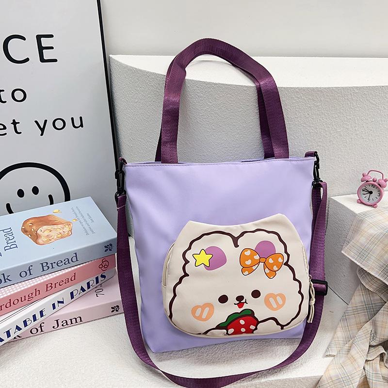 

Школьный рюкзак для девочек, учениц начальной и средней школы, детская косметичка, большая вместимость, милый мультяшный дизайн, нейлоновая сумка через плечо one size fits all фиолетовый