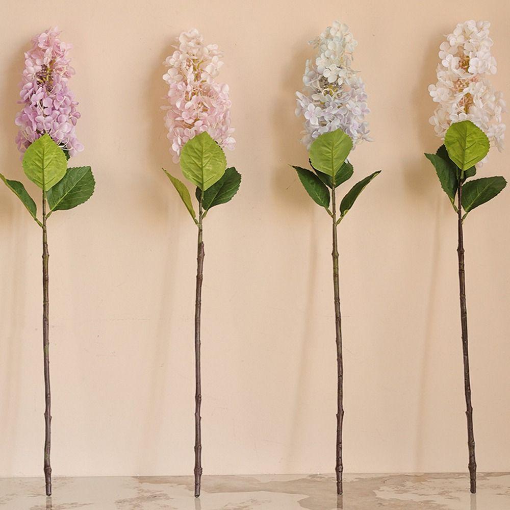 Luxury Artificial Hydrangea Flowers Realistic Plastic Lilac Hydrangea Flowers Branch Elegant Handmade Fake Flower