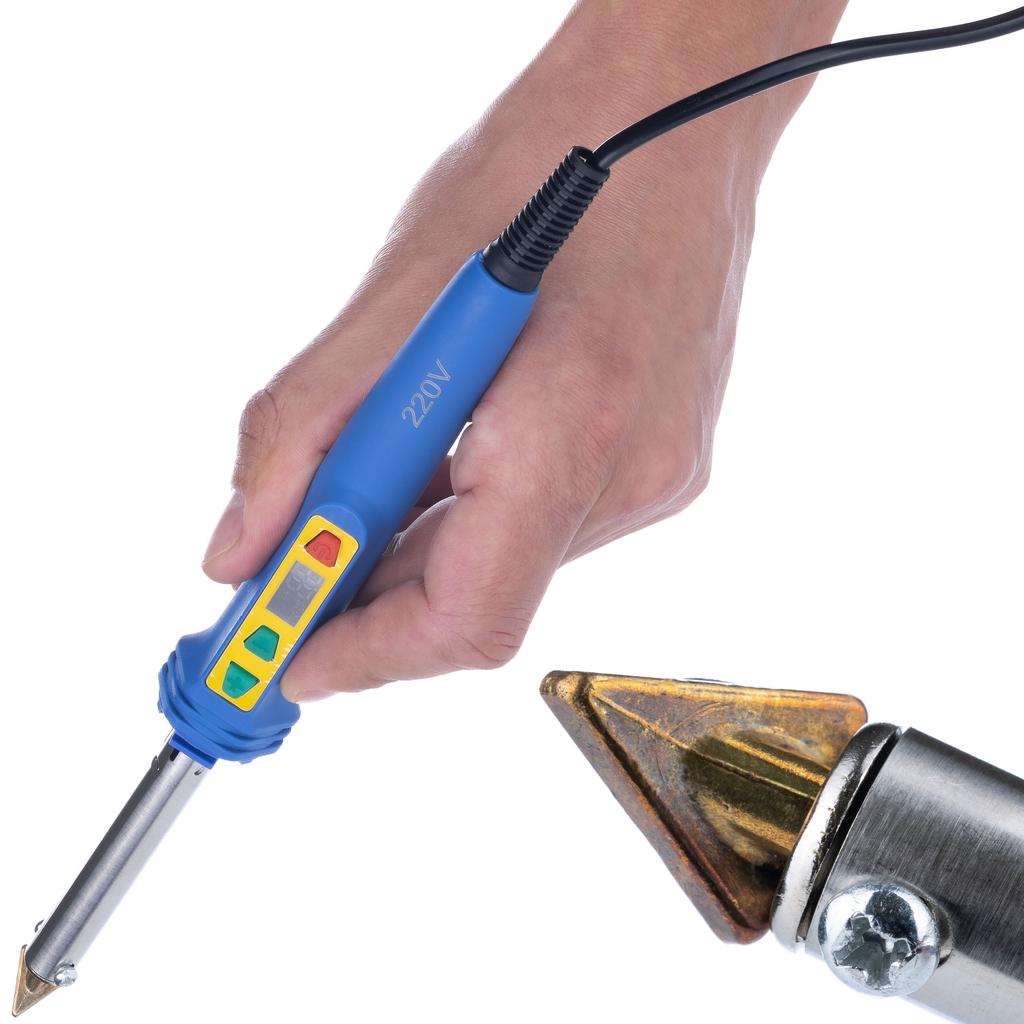 Rosfix Blue Kong 120W RBK120W soldering iron for plastic + set of plastics (PU, TPO, PC, PP, PE, ABS, PA), 5 grids, screwdriver, tips, stand