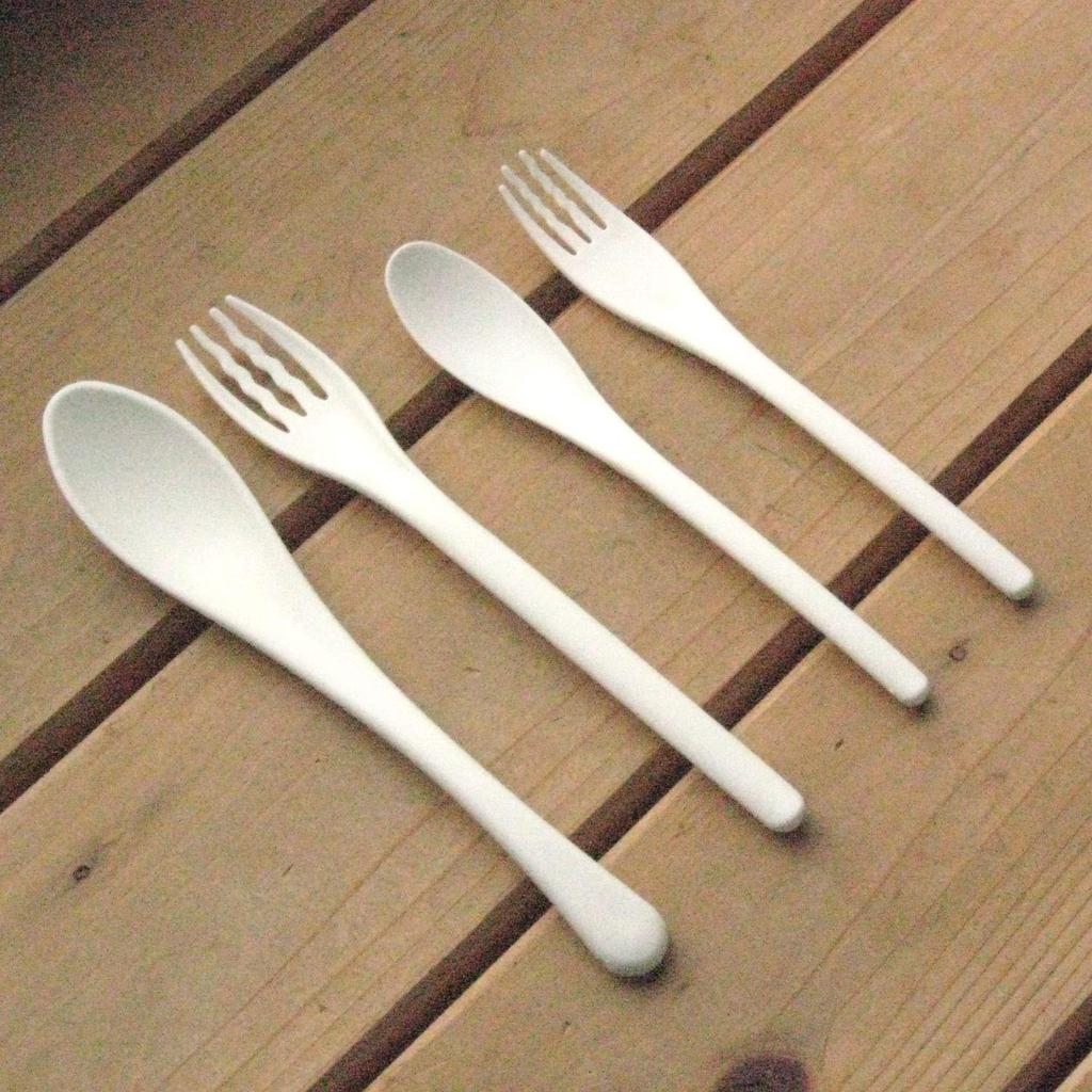 Nagao Plastic Dinner Cutlery 4 Dishwasher Made In Japan Heat-Resistant Set, Pieces, White, Safe,