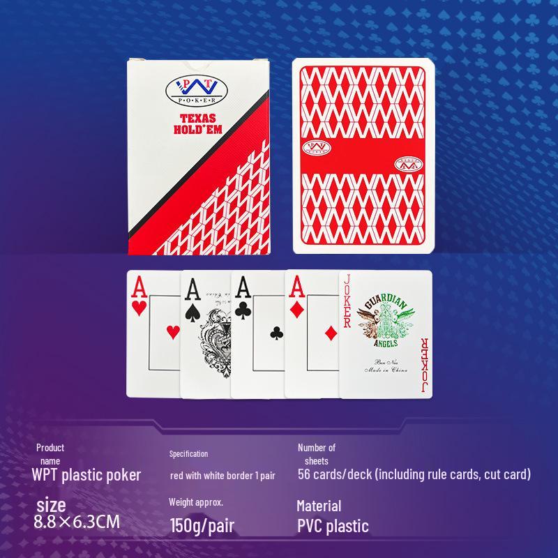 Raging Bull WPT Texas Hold em Large Print Waterproof PVC Cards - Durable, Tournament-Grade, Frosted, and Fold-Resistant.