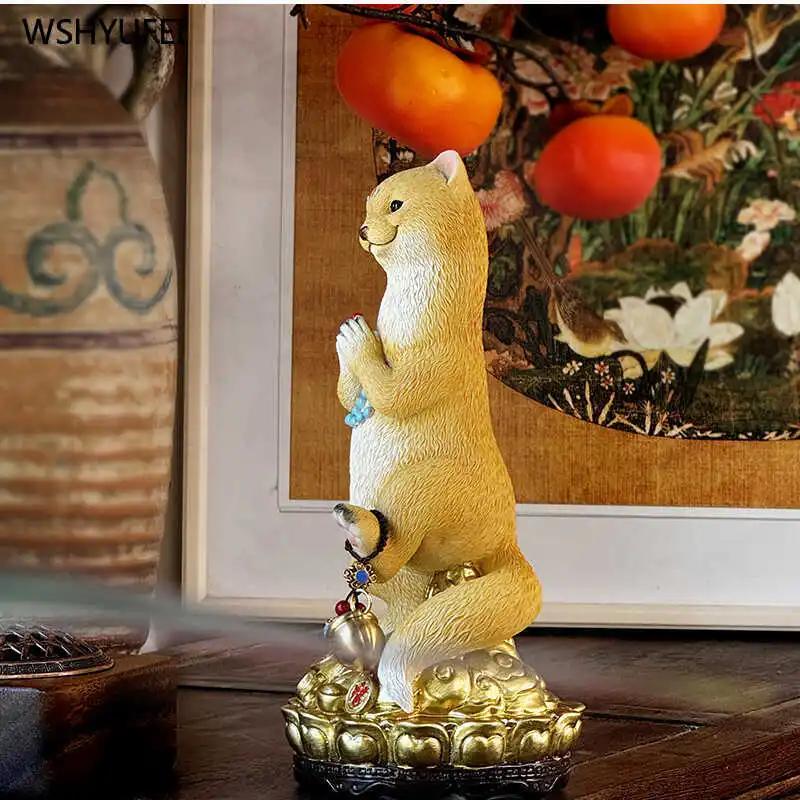 Home Feng Shui Ornament Wong Tai Sin Authentic Ornament Office desktop decorations Home worship of yellow weasels gift 1pcs