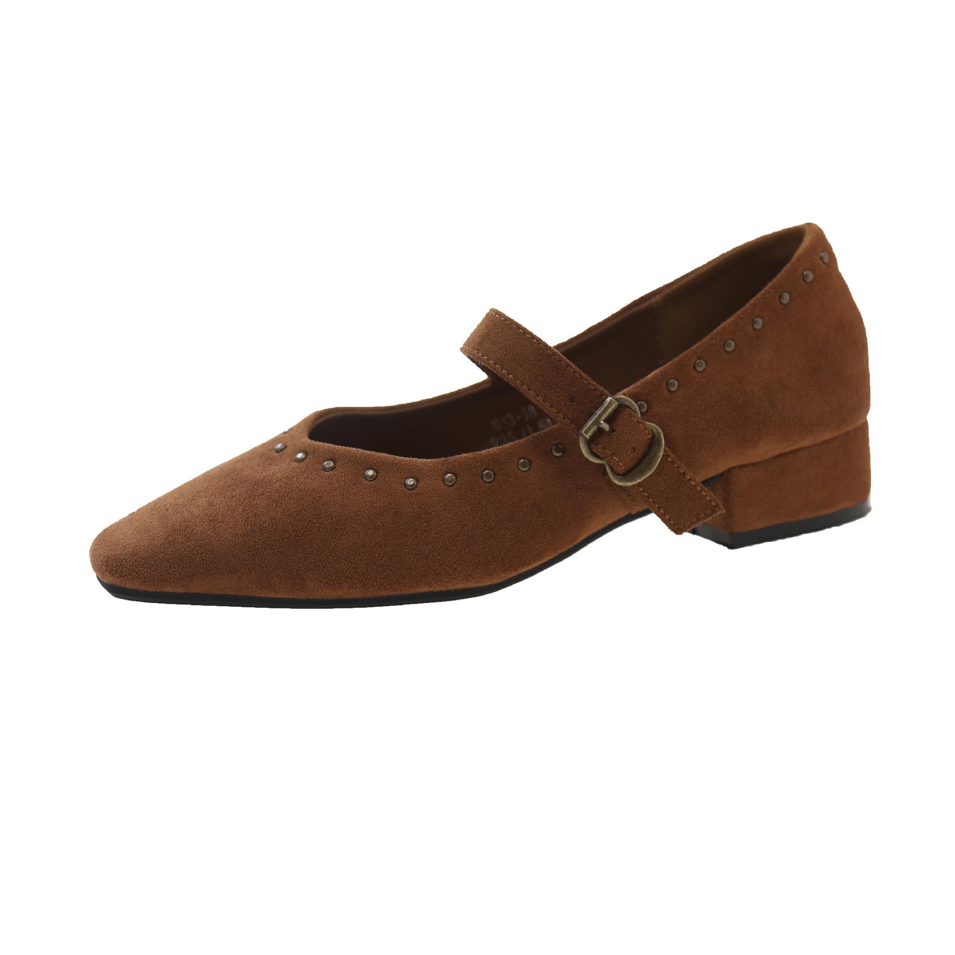 

Французский вечерний бриз ретро замшевые легкие туфли-лодочки женские весна и осень новые нежные темпераментные феи толстый каблук Мэри Джейн 40