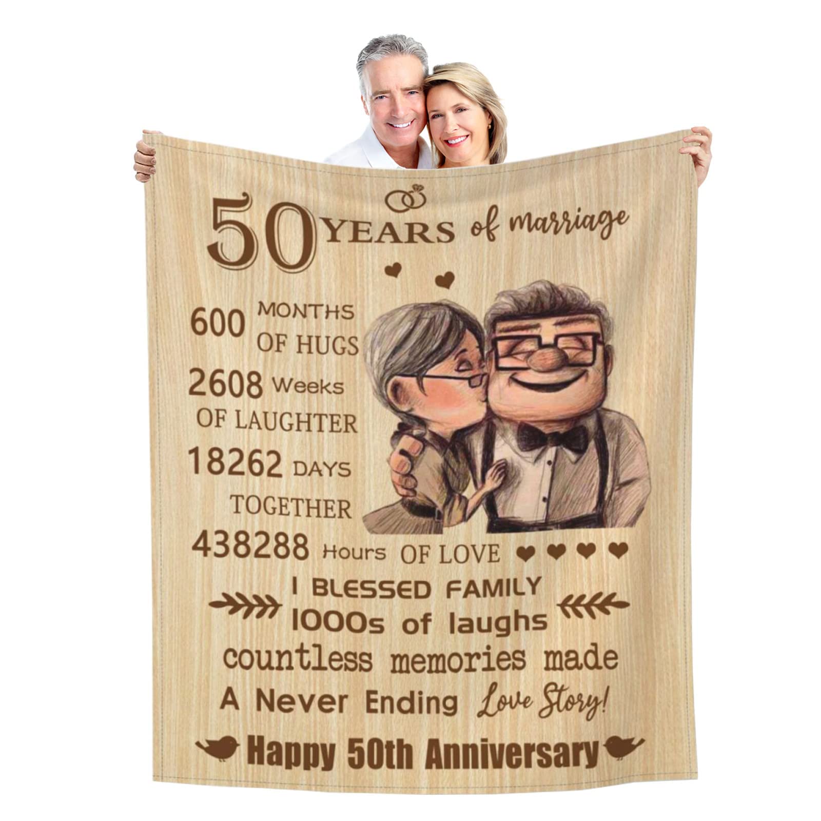50th Anniversary Blanket Gifts for 50th Wedding Anniversary Golden 50 Years Marriage Gifts Dad Mom Grandpa Grandma Husband Wife 30x40in