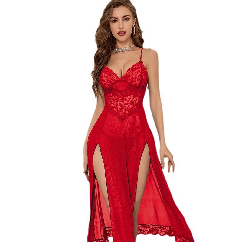 European & American Sexy Long Lingerie Dress - Secretary Uniform Temptation Sleepwear for Couples