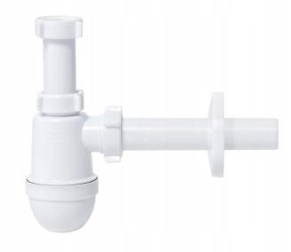 Bottle washbasin half siphon, white, 32 mm